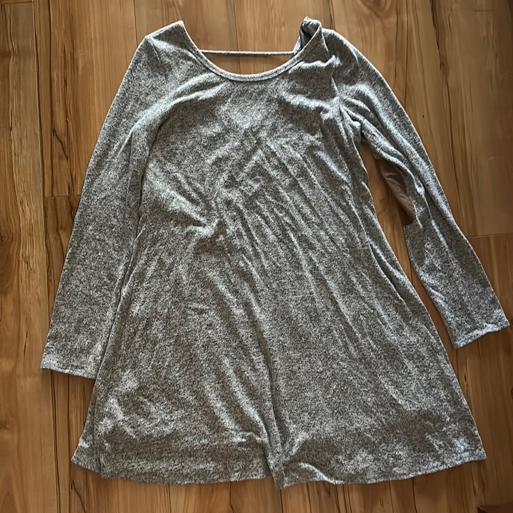Gray Long Sleeve Mini Dress